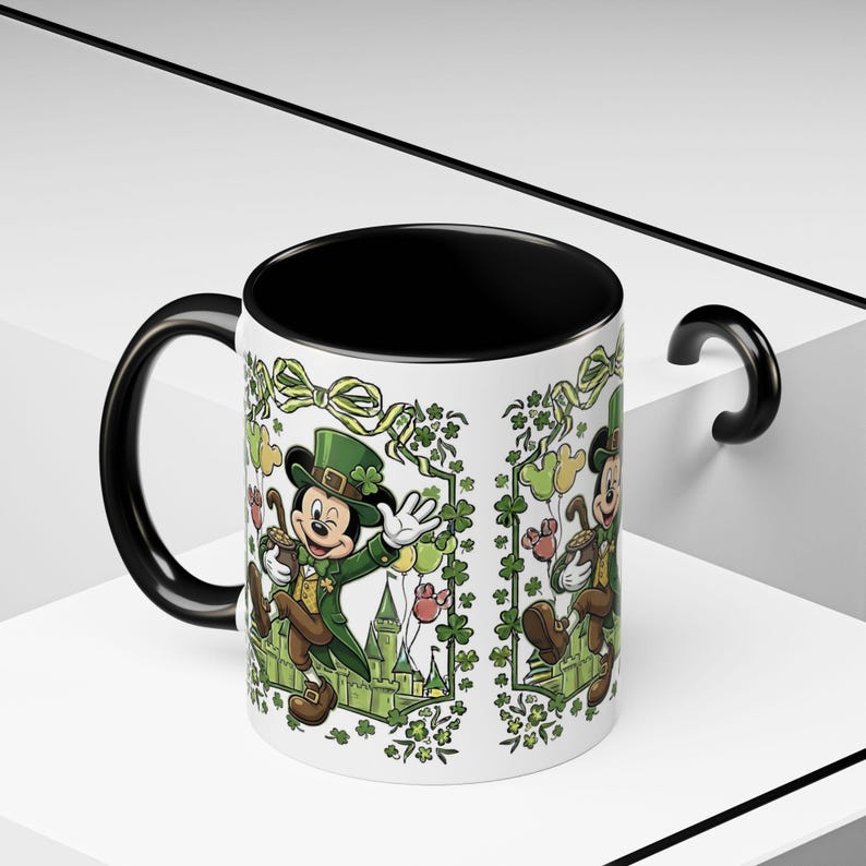 St. Patrick's Mickey Mouse Mug Accent Coffee Mug (11,15oz) | Irish Shamrock Tea Cup image 7