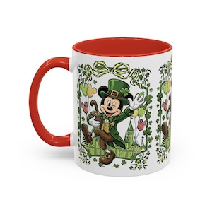 St. Patrick's Mickey Mouse Mug Accent Coffee Mug (11,15oz) | Irish Shamrock Tea Cup image 1