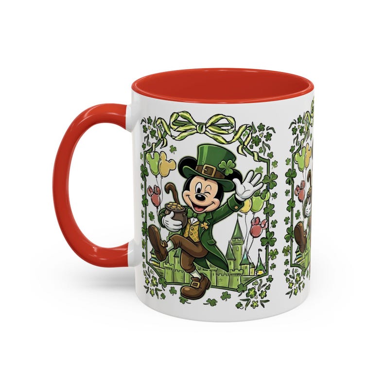 St. Patrick's Mickey Mouse Mug Accent Coffee Mug (11,15oz) | Irish Shamrock Tea Cup image 1