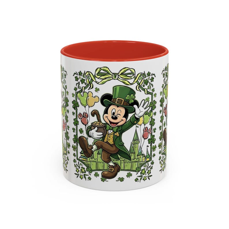 St. Patrick's Mickey Mouse Mug Accent Coffee Mug (11,15oz) | Irish Shamrock Tea Cup image 8
