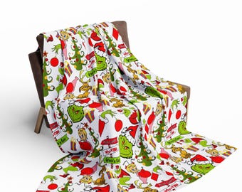 Christmas Grinch Fleece Blanket: Cozy Holiday Throw