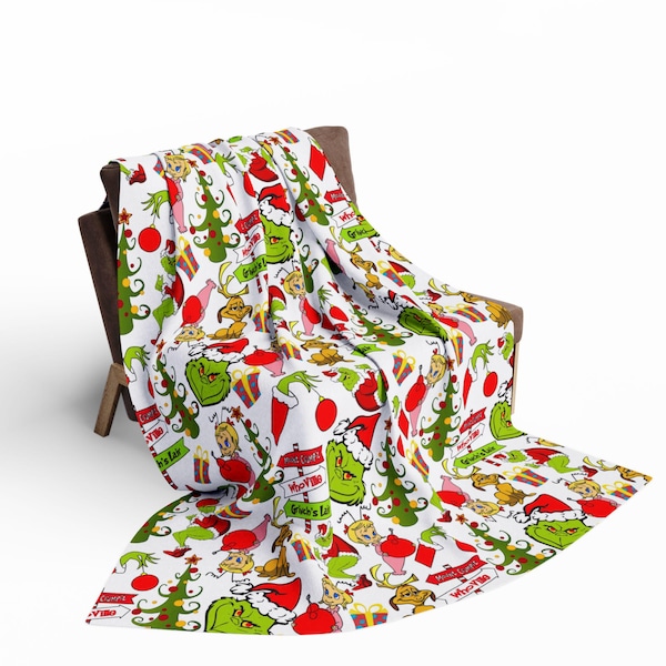 Weihnachtsgrinch Fleece Decke: Gemütlicher Weihnachtsüberwurf