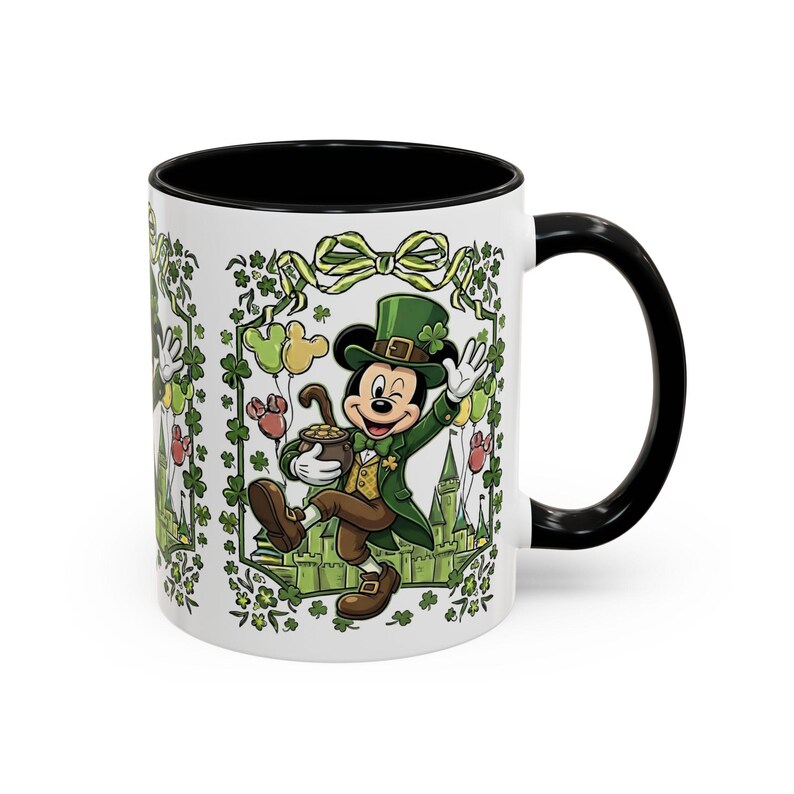 St. Patrick's Mickey Mouse Mug Accent Coffee Mug (11,15oz) | Irish Shamrock Tea Cup image 3