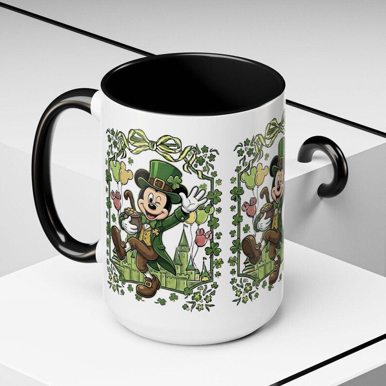 St. Patrick's Mickey Mouse Mug Accent Coffee Mug (11,15oz) | Irish Shamrock Tea Cup image 18