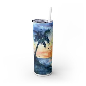 Tropical Tumbler: 20oz Skinny Water Bottle with Straw