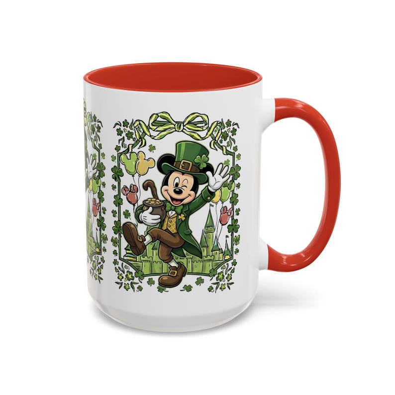 St. Patrick's Mickey Mouse Mug Accent Coffee Mug (11,15oz) | Irish Shamrock Tea Cup image 20