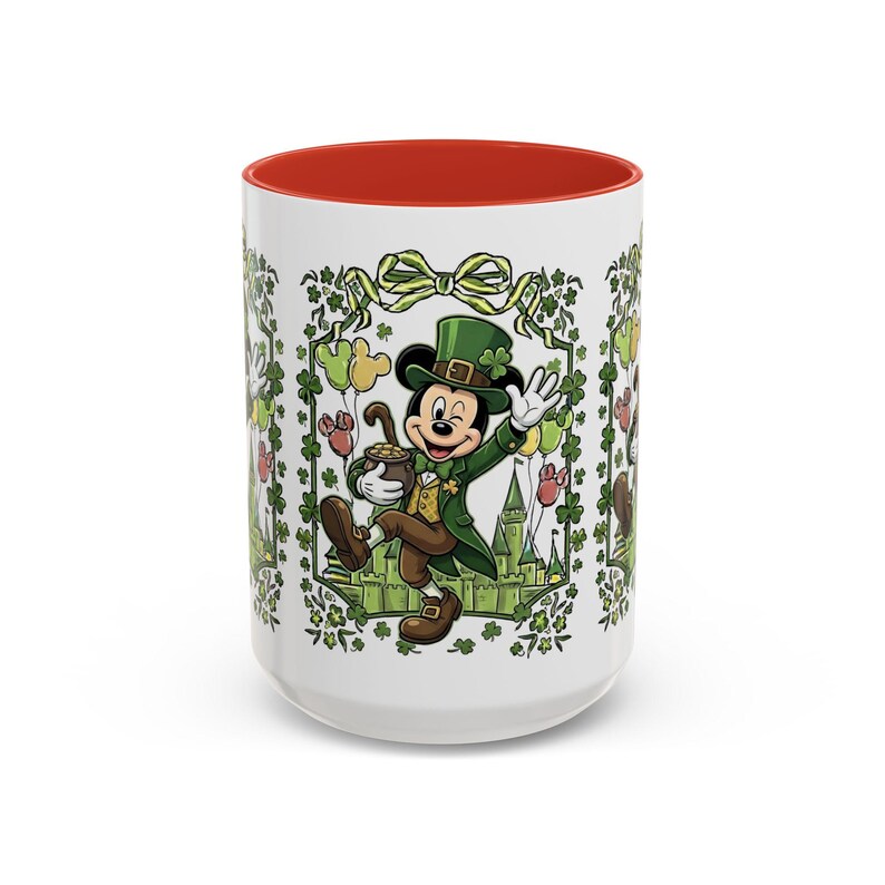 St. Patrick's Mickey Mouse Mug Accent Coffee Mug (11,15oz) | Irish Shamrock Tea Cup image 19