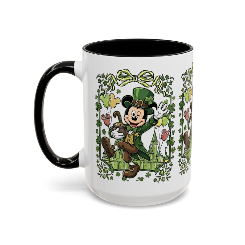 St. Patrick's Mickey Mouse Mug Accent Coffee Mug (11,15oz) | Irish Shamrock Tea Cup image 15