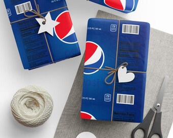 Pepsi Logo Pattern Wrapping Paper | Soda Brand Beverage Holiday Wrap