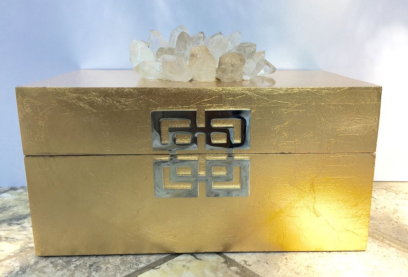 Brushed Gold Boxlarge Crystals boxJewelry DisplayRemote Etsy
