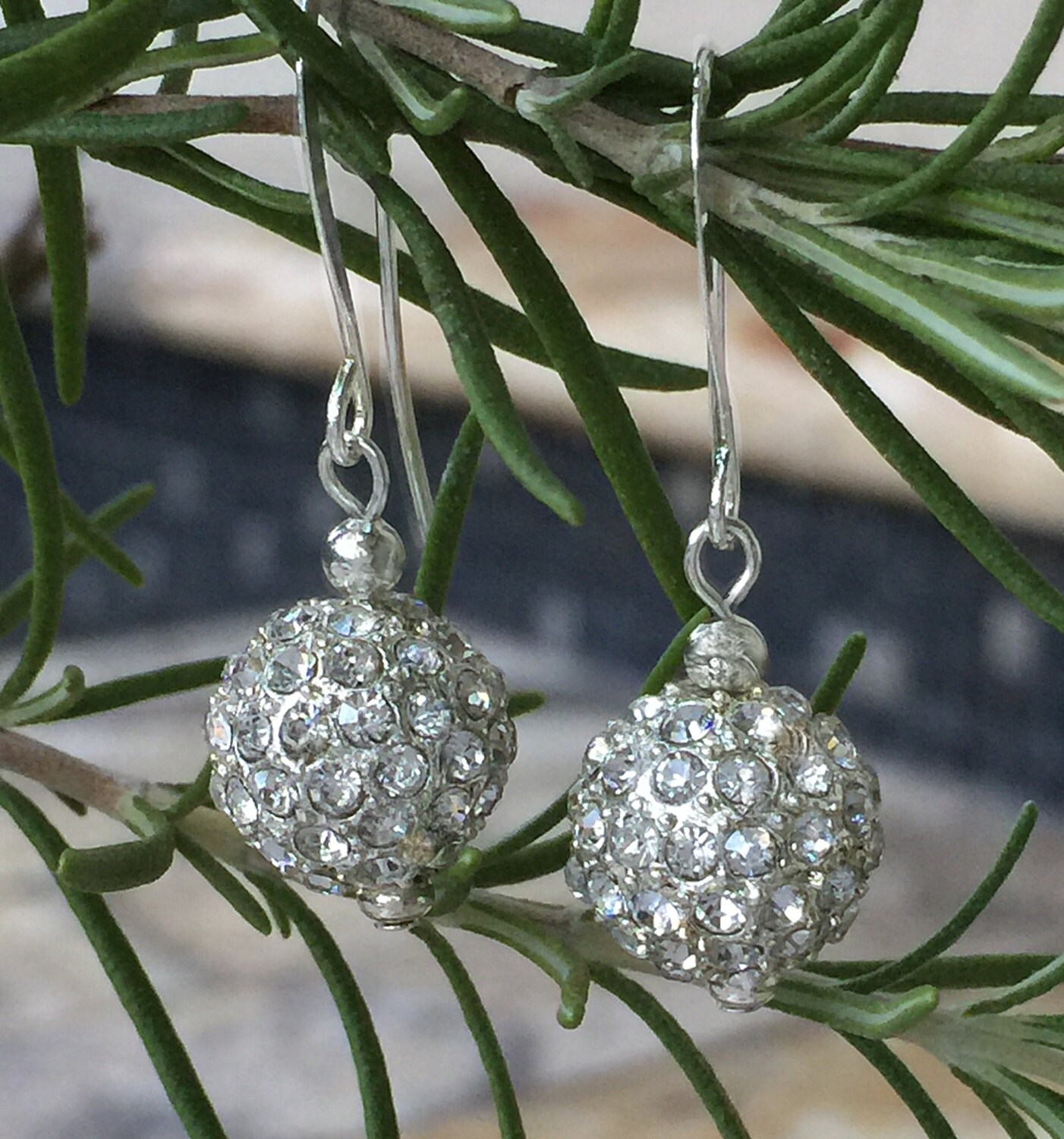 Vintage Diane Lauren Iridescent Rhinestone Ball Drop Earrings – Recess