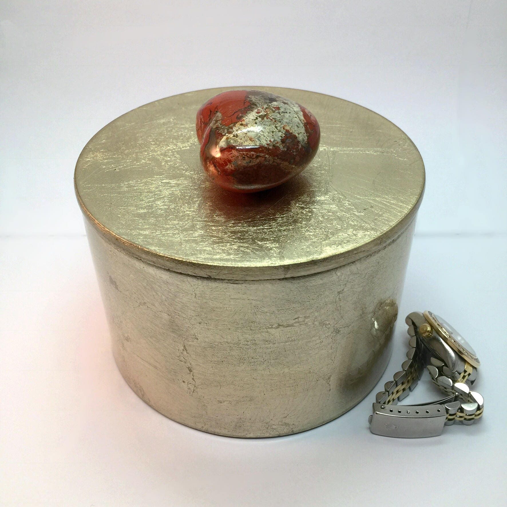 Jasper Gemstone HEART Gold Lacquer Box, Valentines Day ...
