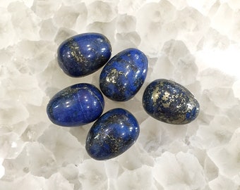 Natural Lapis Lazuli, petite gemstone egg. Hand carved blue yoni stone home decor gift, attracts wellness and positive energy to you. Sweet!