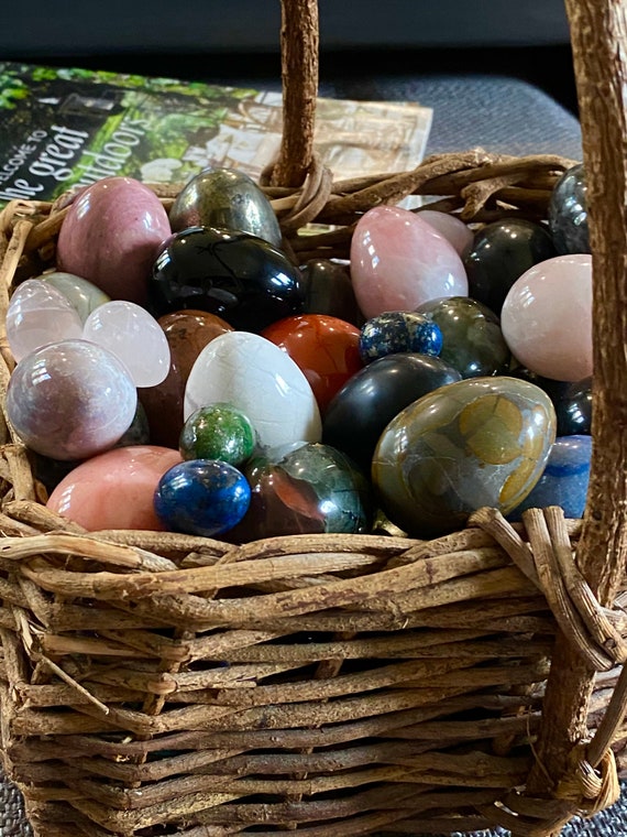 Natural hand carved Gemstone Eggs- Crystals variety and sizes for sale. Healing Home decor. Collectible Yoni eggs. MYSTERY-SURPRISE EGGS!