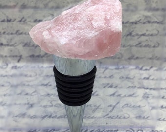 Gemstone Wine Stopper, Rose Quartz Bottle Stopper, quartz decor Gift, Wine / Bar Gift for him/her, Pink Stone, Pink Wine Stopper, Love gift