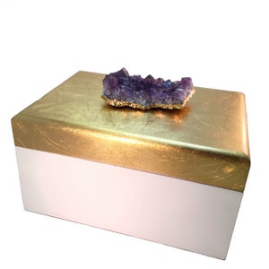 Tall Acrylic Box with Amethyst bathroom decor Amethyst Crystal box gifts for her Amethyst box Barware birthstone box acrylic box