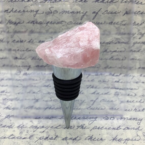 Rose Quartz Gemstone Wine Bottle Stopper, the Perfect Wine Gift, Pink Quartz Wine Stopper, Hostess Gift, Birthstone Gift, www.CsDezigns.com