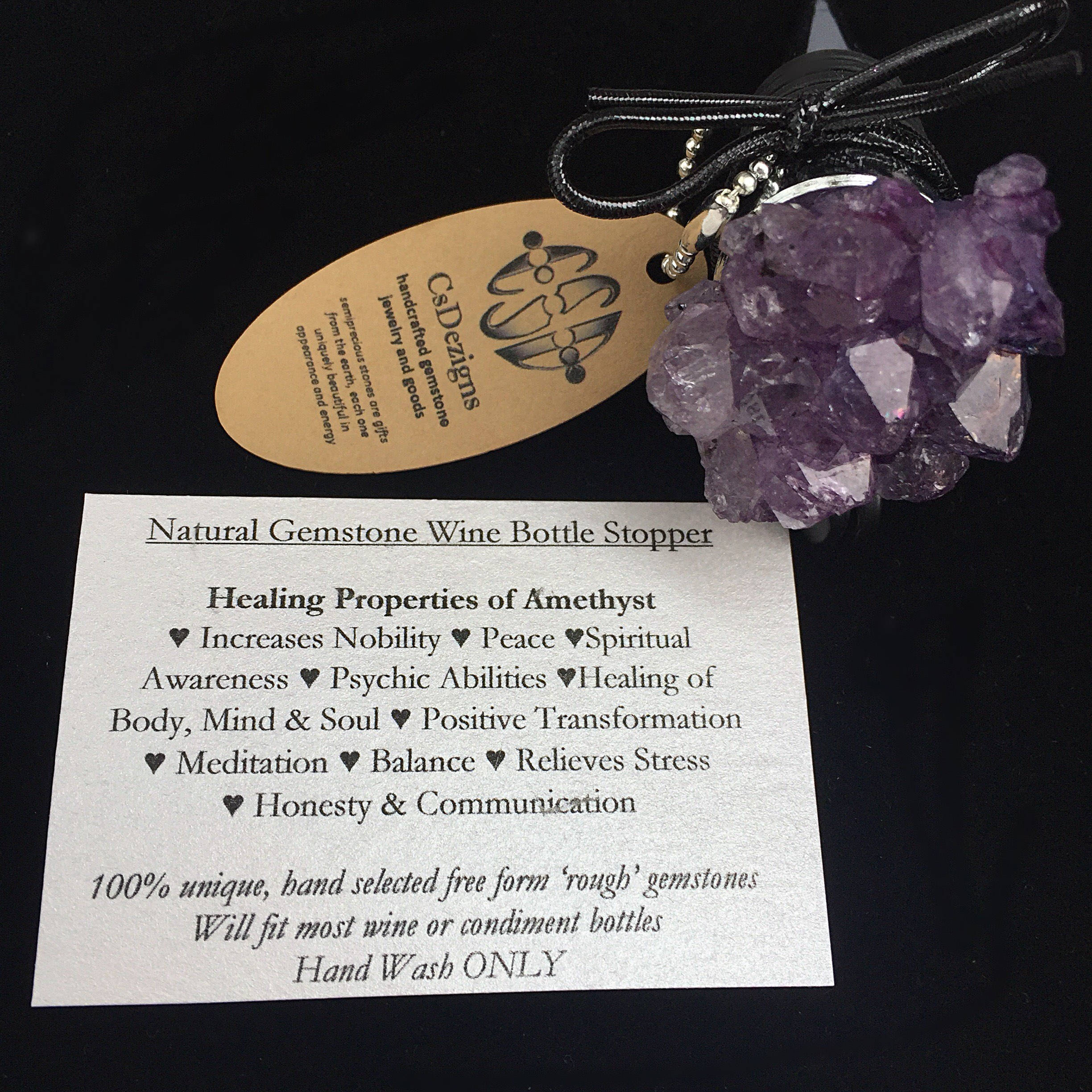 Amethyst Quartz Crystal Gemstone Wine Stopper, Perfect Wine Gift
