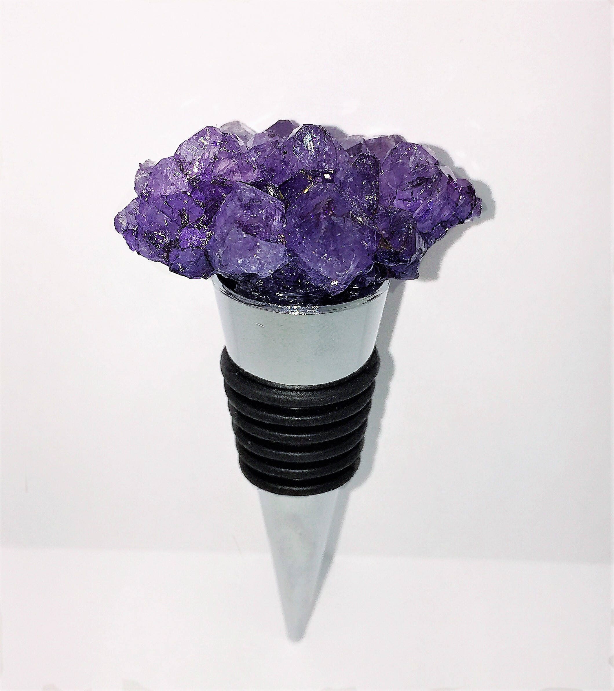 Amethyst Quartz Crystal Gemstone Wine Stopper, Perfect Wine Gift