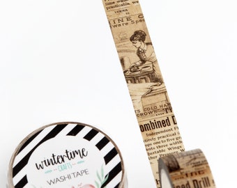 Washi Tape *SHOP EXCLUSIVE* - Victoria, Vintage Ladies Masking Tape by Wintertime Crafts for Scrapbooking, Journaling, Gift Wrapping