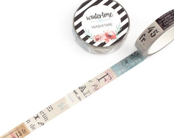 Fragments Washi Tape *SHOP EXCLUSIVE* Distressed Vintage Typography Tape by Wintertime Crafts for Junk Journals, Scrapbooking, Mixed Media