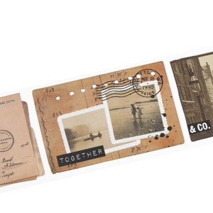 Memory Lane Washi Tape *SHOP EXCLUSIVE* Vintage Decorative Collages Masking Tapes by Wintertime Crafts for Journaling, Notebooks, Wide