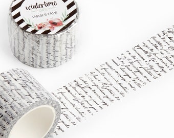 Washi Tape *SHOP EXCLUSIVE* Masking Tape with Script Text by Wintertime Crafts for Scrapbooking, Journaling, Notebooks, Vintage Handwriting