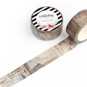 Washi Tape *SHOP EXCLUSIVE* Retro Collage Masking Tape by Wintertime Crafts for Scrapbooking, Journaling, Traveler's Notebook - Brown Pages image 1