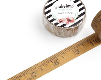 Cinta washi con regla de madera *EXCLUSIVA DE LA TIENDA* Medidas en pulgadas de Wintertime Crafts para scrapbooking y diario