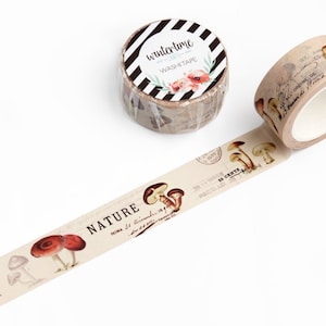 Washi Tape *SHOP EXCLUSIVE* Mushroom Masking Tape by Wintertime Crafts for Scrapbooking, Journaling, Traveler&#39;s Notebook - Fungi Collage
