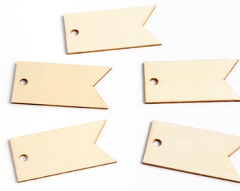 Destash Sale: 20 Unfinished Wood Flag Ribbons, Blank Banner Tags for Crafts, Decorating, Washi Tape