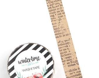 Distressed Text Washi Tape *SHOP EXCLUSIVE* Retro Writing Decorative Tape by Wintertime Crafts for Scrapbooking, Journaling, Notebooks