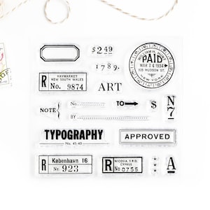 Clear Stamps - Typography *SHOP EXCLUSIVE* for Paper Crafts, Scrapbooking, Art Journaling, Traveler&#39;s Notebook, Mixed Media, Stamp, 4x4 in