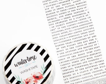 Vintage Botanical Text Washi Tape *SHOP EXCLUSIVE* Masking Tape by Wintertime Crafts for Scrapbooking, Journaling, Traveler's Notebook