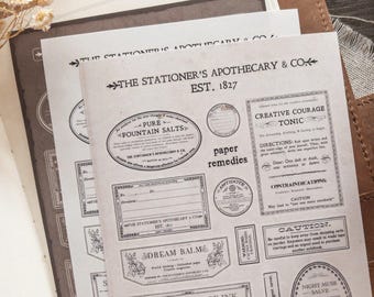 The Stationer's Apothecary Washi Sticker Set from Crea With Gaby, Decorative Transfer Stickers for Journaling
