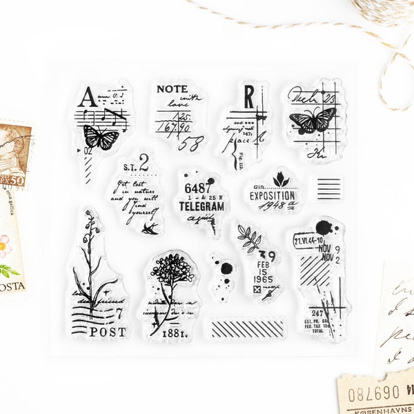 Mini Clear Stamps - Tiny Details Photopolymer Stamp Set *SHOP EXCLUSIVE* for Decorating Small Paper Crafts, Junk Journals, Tags, 4x4 in