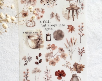 Autumn Deco Rub-On Transfers from Crea With Gaby, Decorative Transfer Stickers for Journaling