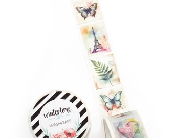 Watercolor Stamps Washi Tape *SHOP EXCLUSIVE* Romantic Love Drawings by Wintertime Crafts for Journaling, Scrapbooking, Pastel Postage