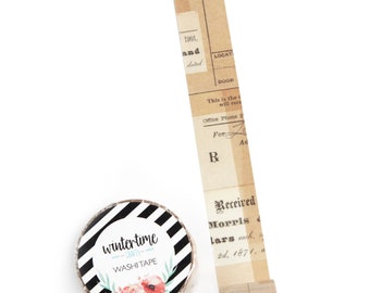 Receipt Collage Washi Tape *SHOP EXCLUSIVE* Vintage Details by Wintertime Crafts for Scrapbooking, Journaling, Notebooks