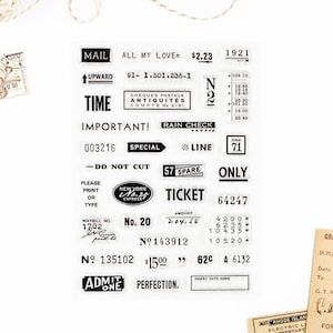 Set of Clear Stamps - Little Details, 36 Vintage Elements *SHOP EXCLUSIVE* Stamps for Paper Crafts, Scrapbooking, Junk Journal 4x6 in
