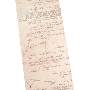 May include: A rolled-up, aged paper document with handwritten text and diagrams. The paper has a light brown hue, with faded ink in a cursive script. The document appears to be a scientific or mathematical manuscript.