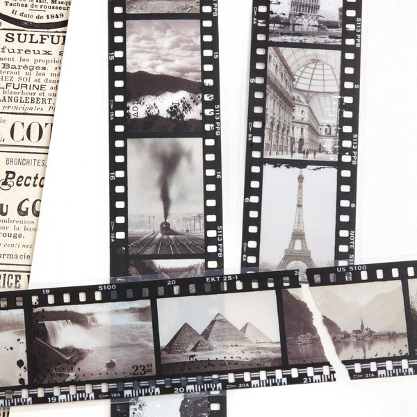 Scenic Photographs PET Tape *SHOP EXCLUSIVE* Vintage Negative Film Strips Transparent Tape Roll for Journaling, Notebook, Retro Pictures