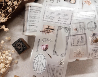 The Stationer's Apothecary Pre-Cut PET Tape from Crea With Gaby, Pharmacy Labels Transparent Stickers for Journaling and Scrapbooking