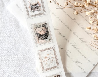 Stamps Pre-Cut Washi Tape from Crea With Gaby, Soft Blush Tape for Junk Journaling