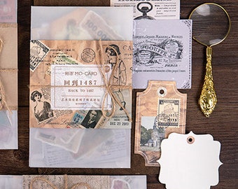 Material Packs by MO•CARD - Vintage Style Paper and Sticker Sets for Art Journaling, Junk Journals, Notebooks, Paper Crafts, Scrapbooking