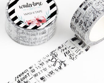 Washi Tape *SHOP EXCLUSIVE* Vintage Ledger Masking Tape by Wintertime Crafts for Scrapbooking, Journaling, Traveler&#39;s Notebook, Numbers
