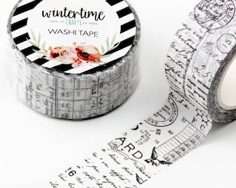 Washi Tape *SHOP EXCLUSIVE* Masking Tape Collage Style with Vintage Elements by Wintertime Crafts for Scrapbooking, Journaling, Wrapping