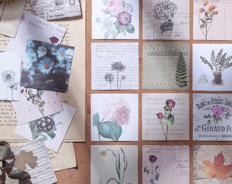 Nature Sticker Sets - 20 Die Cut Vintage Floral Stickers for Art Journaling, Scrapbooking, Junk Journal, Paper Crafts, Retro Botanical
