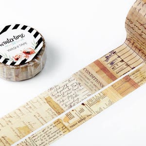 Washi Tape *SHOP EXCLUSIVE* Masking Tape Collage Style with Vintage Papers by Wintertime Crafts for Scrapbooking, Journaling, Gift Wrapping