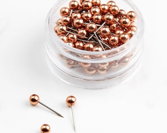 Rose Gold Map Pins - Metal Copper Push Pins for Bulletin Board, Scrapbooking, Crafts, Accessories from Wintertime Crafts
